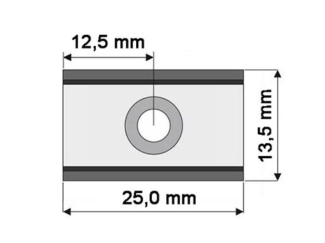 B-POT 25x13x5 mm NEODYM felcsavarozható mágnes hasáb