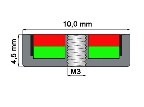POT-IB 10x4 NEODYM rögzítő mágnes belső menettel
