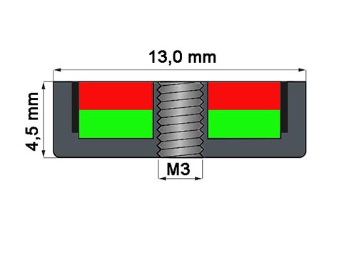 POT-IB 13x4 NEODYM rögzítő mágnes belső menettel