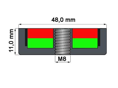 POT-IB 48x11 NEODYM rögzítő mágnes belső menettel
