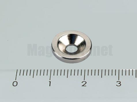 12x2/3 mm N35 NEODYM mágnes gyűrű süllyesztéssel (Észak)