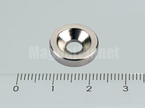 14x3/4 mm N35 NEODYM mágnes gyűrű süllyesztéssel (Dél)