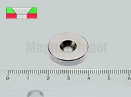 25x4/4,5 mm N38 NEODYM mágnes gyűrű süllyesztéssel (dél)